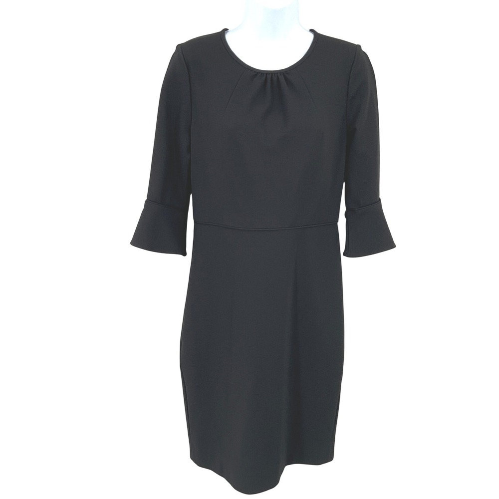 J.Crew Dress Womens 6 Black Bell Sleeve Shift Classic Minimalist Timeless Preppy